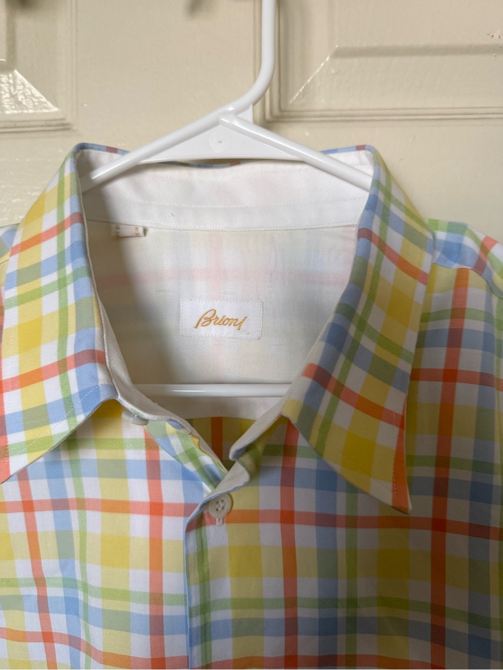 Brioni Made In Italy Multicolor Plaid L/S Button Up Dress Casual Shirt Men's XL - Picture 4 of 6